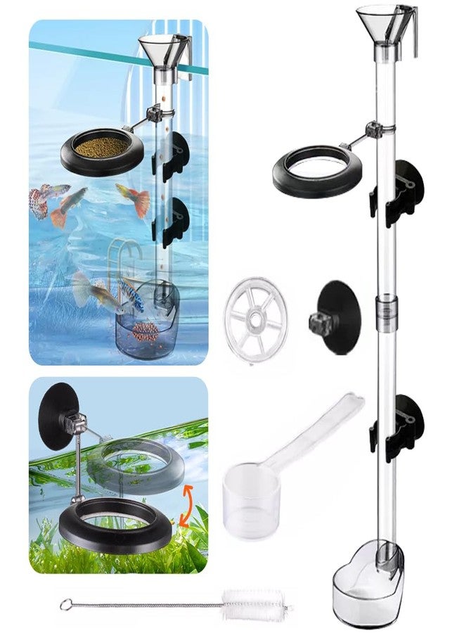 La La Pet Fish Feeding Dish Set with Adjustable Tube Kit, Suction Cups and Cleaning Brush for Aquarium Supplies - Image 1